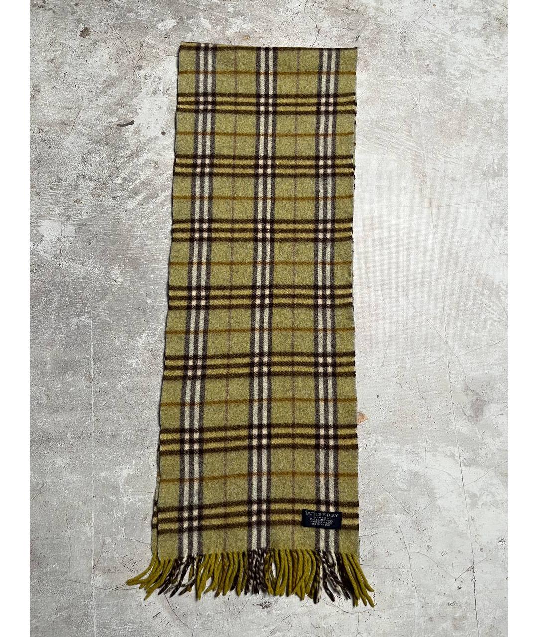 BURBERRY Желтый шерстяной шарф, фото 3