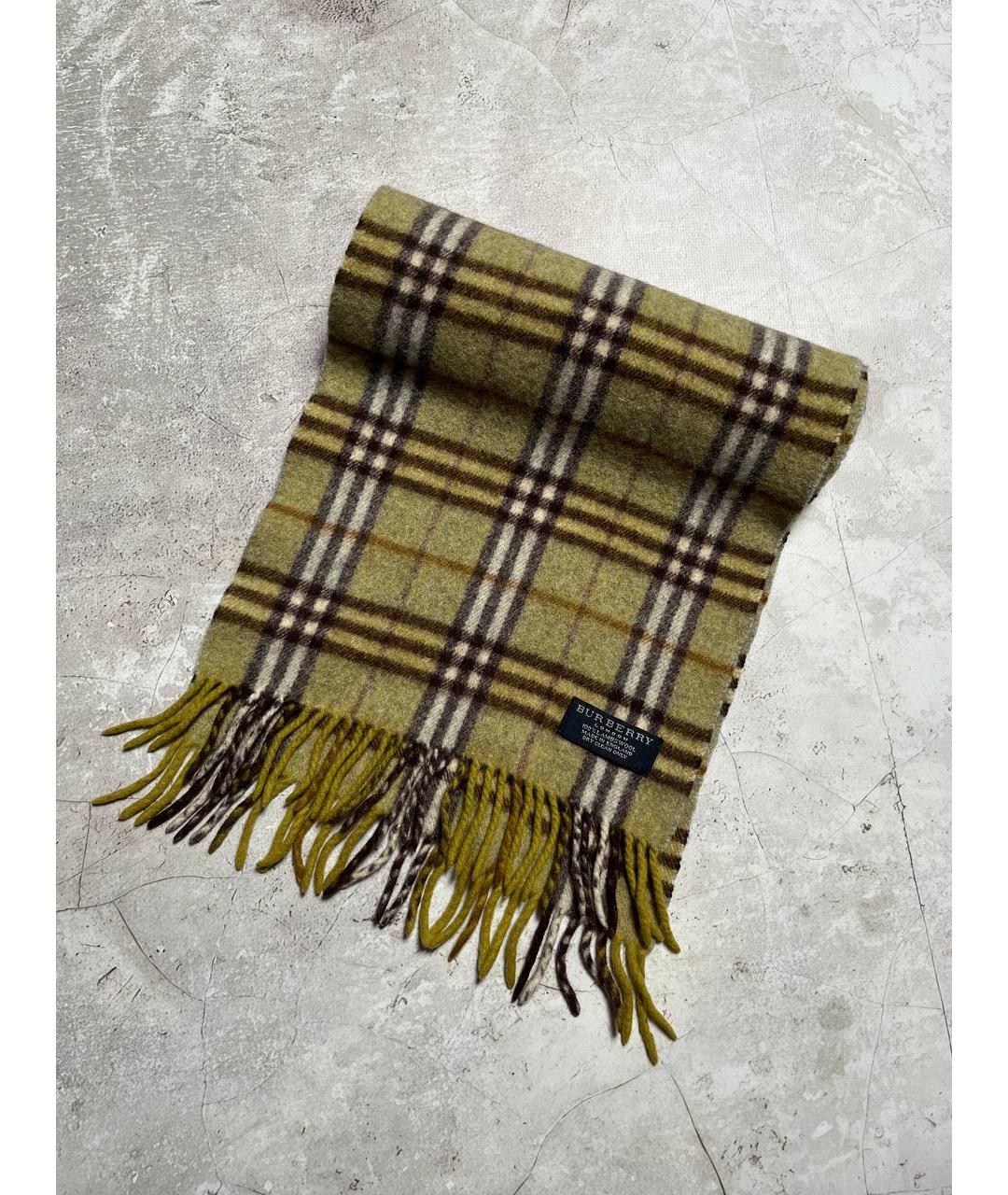 BURBERRY Желтый шерстяной шарф, фото 8