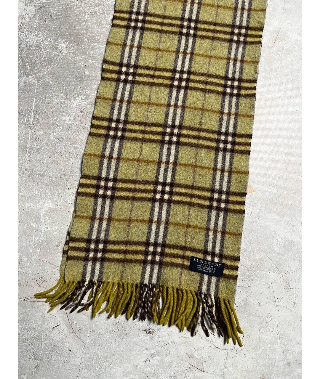 BURBERRY Желтый шерстяной шарф, фото 7