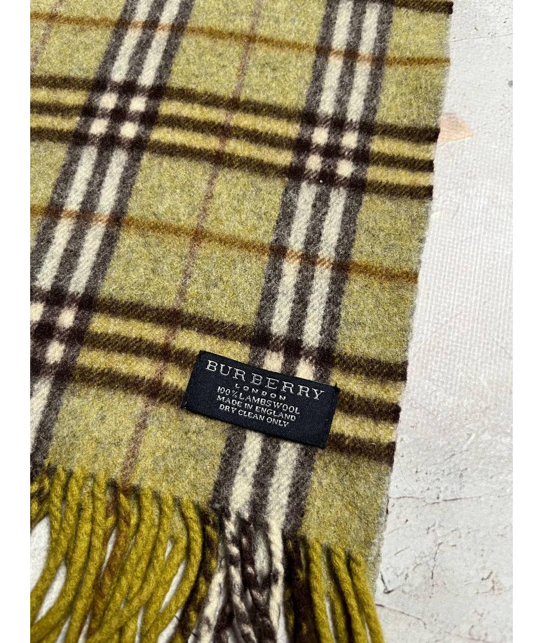 BURBERRY Желтый шерстяной шарф, фото 5