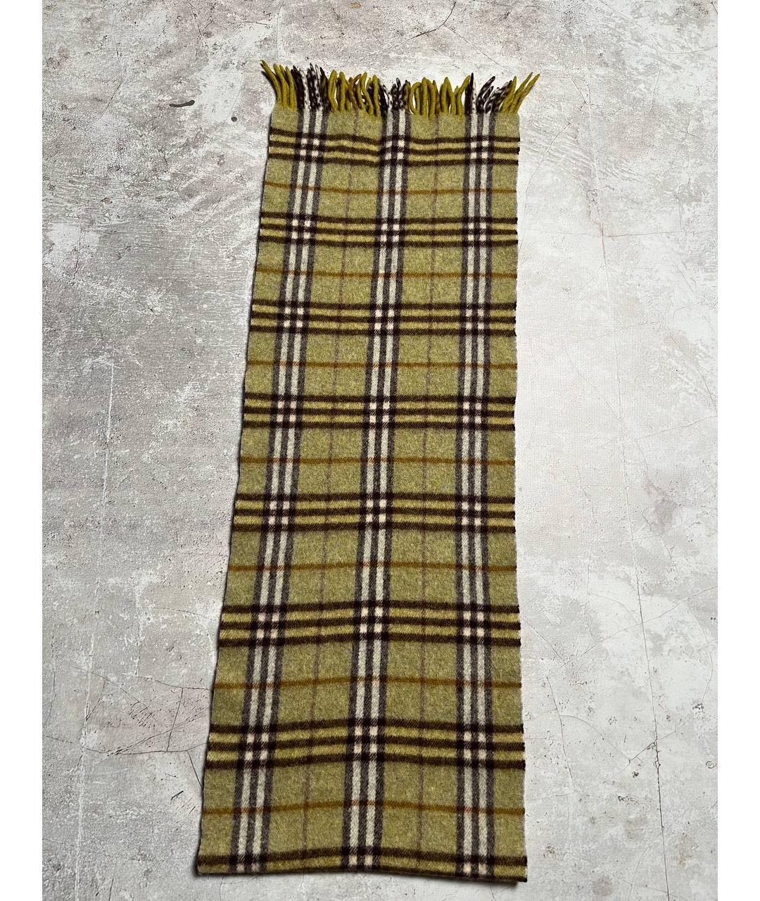 BURBERRY Желтый шерстяной шарф, фото 4