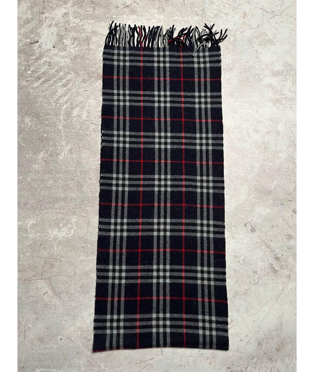 BURBERRY Черный шерстяной шарф, фото 4