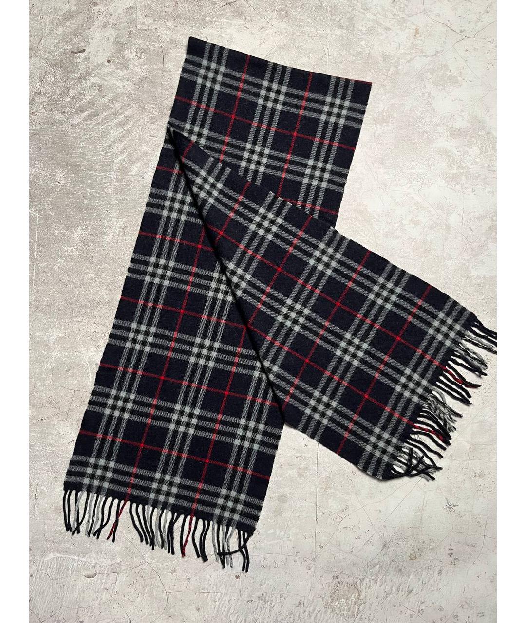 BURBERRY Черный шерстяной шарф, фото 3