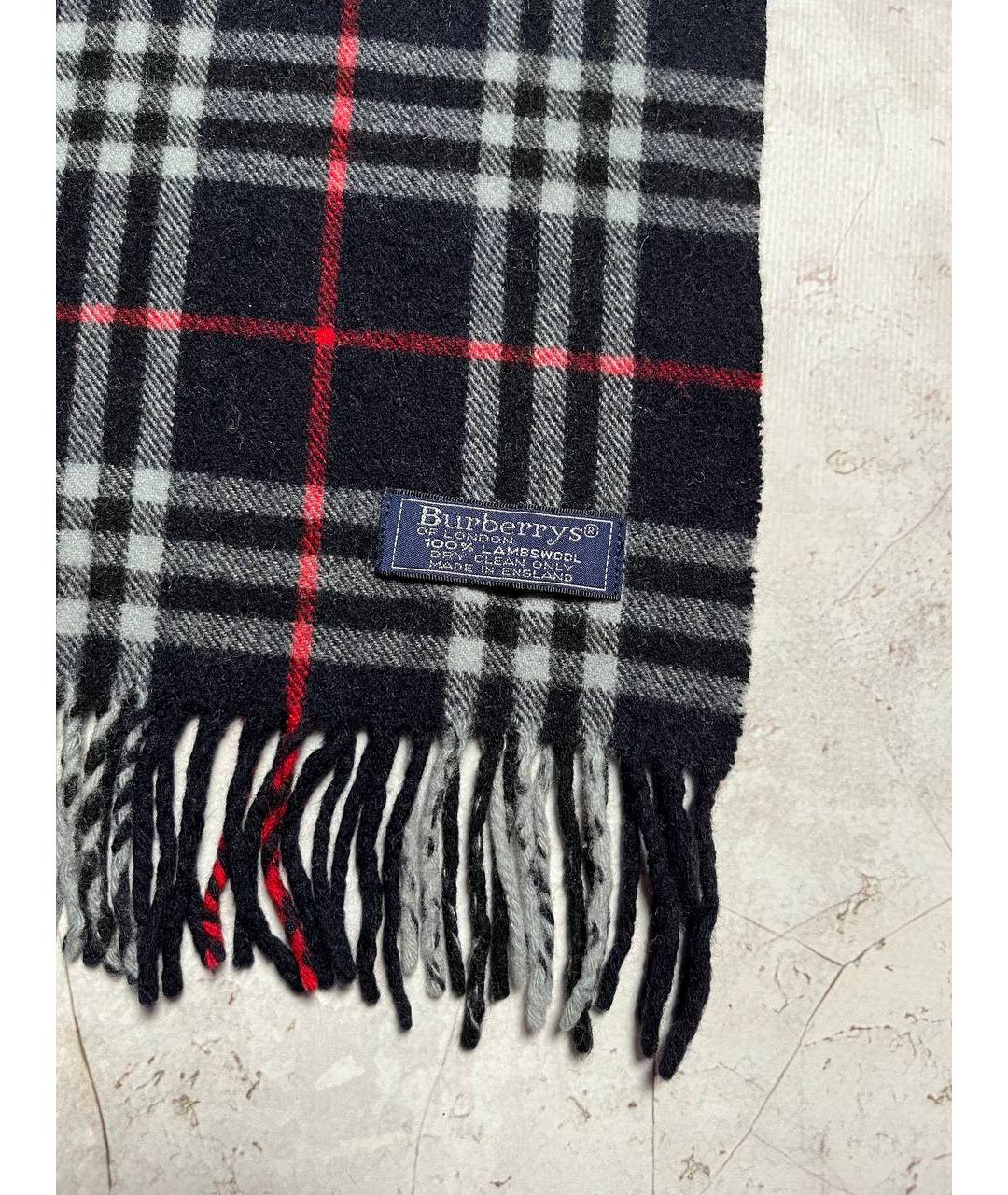 BURBERRY Черный шерстяной шарф, фото 5