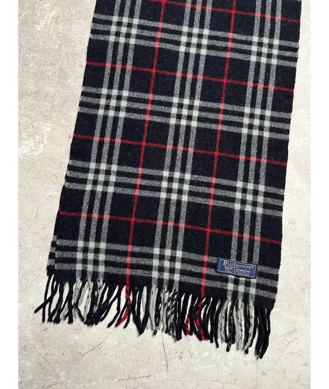 BURBERRY Черный шерстяной шарф, фото 6