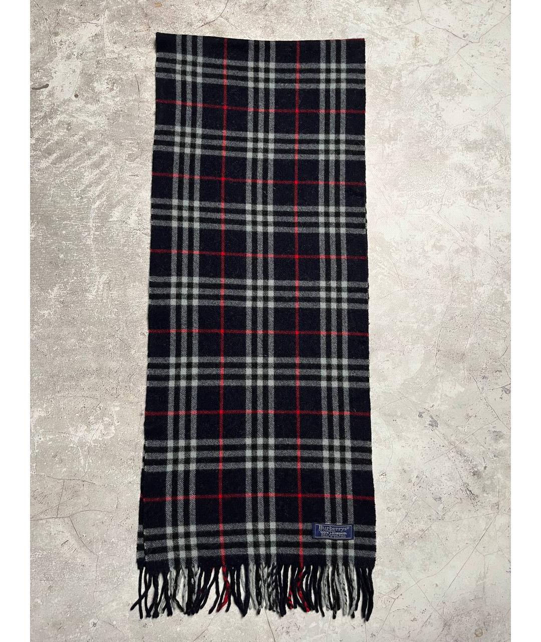 BURBERRY Черный шерстяной шарф, фото 2