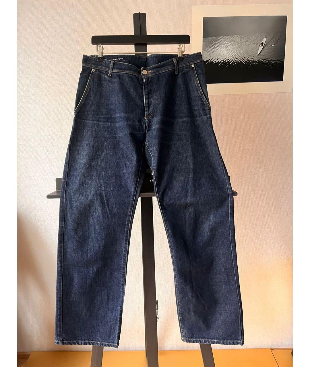 EMANUEL UNGARO Синие хлопковые прямые джинсы, фото 8
