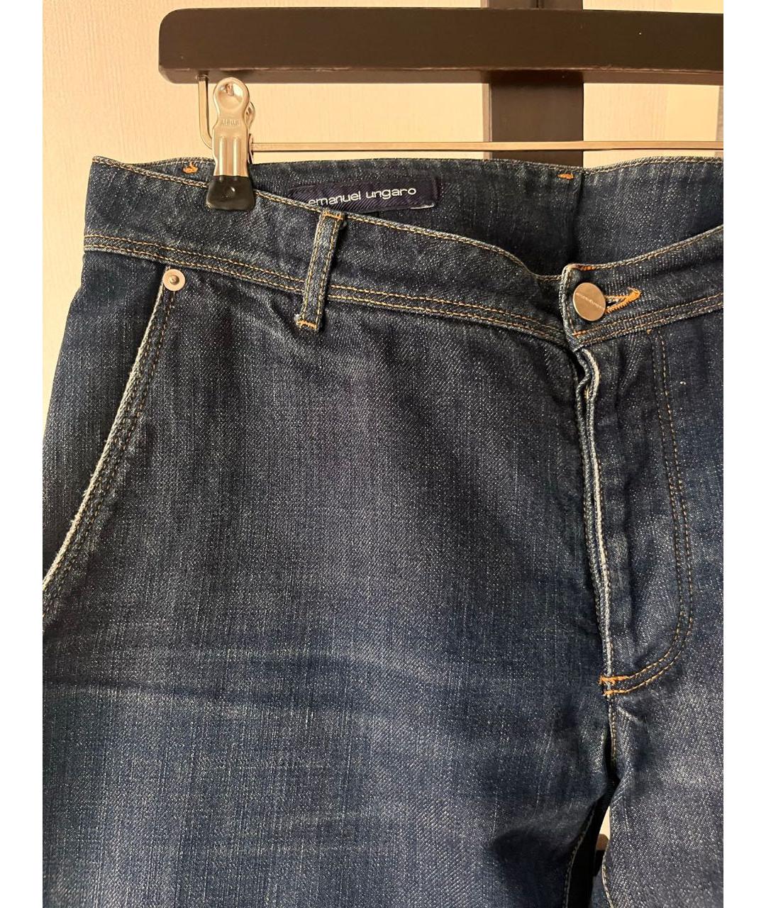 EMANUEL UNGARO Синие хлопковые прямые джинсы, фото 3
