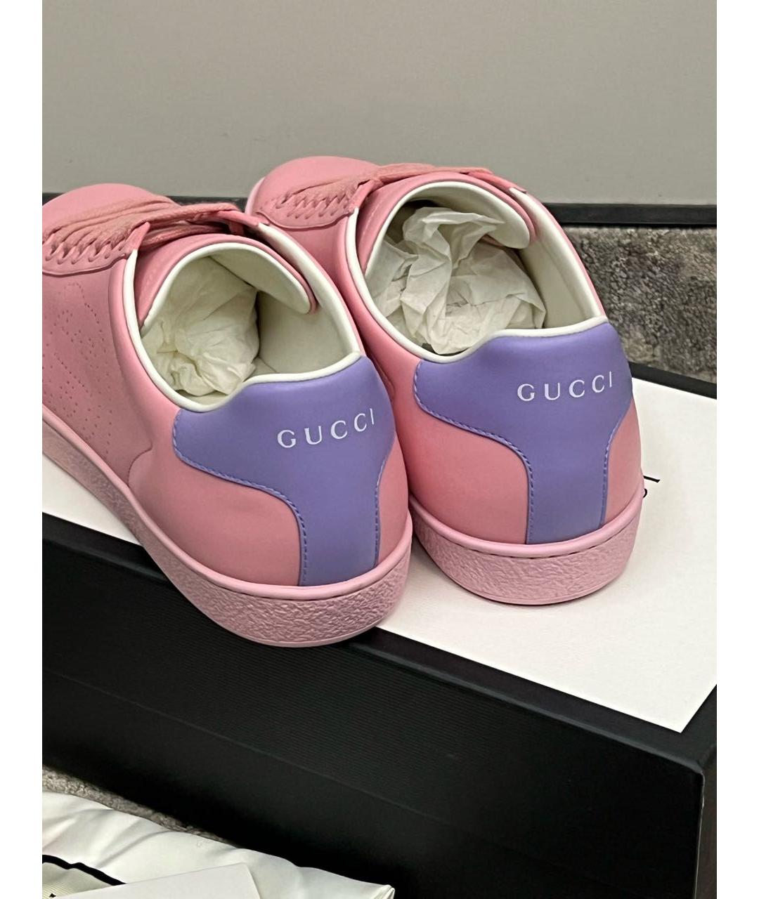 GUCCI Розовые кожаные кеды, фото 2