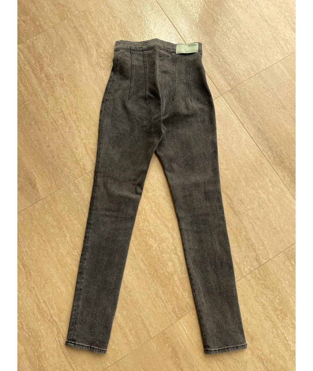 OFF-WHITE Серые хлопко-эластановые джинсы слим, фото 2