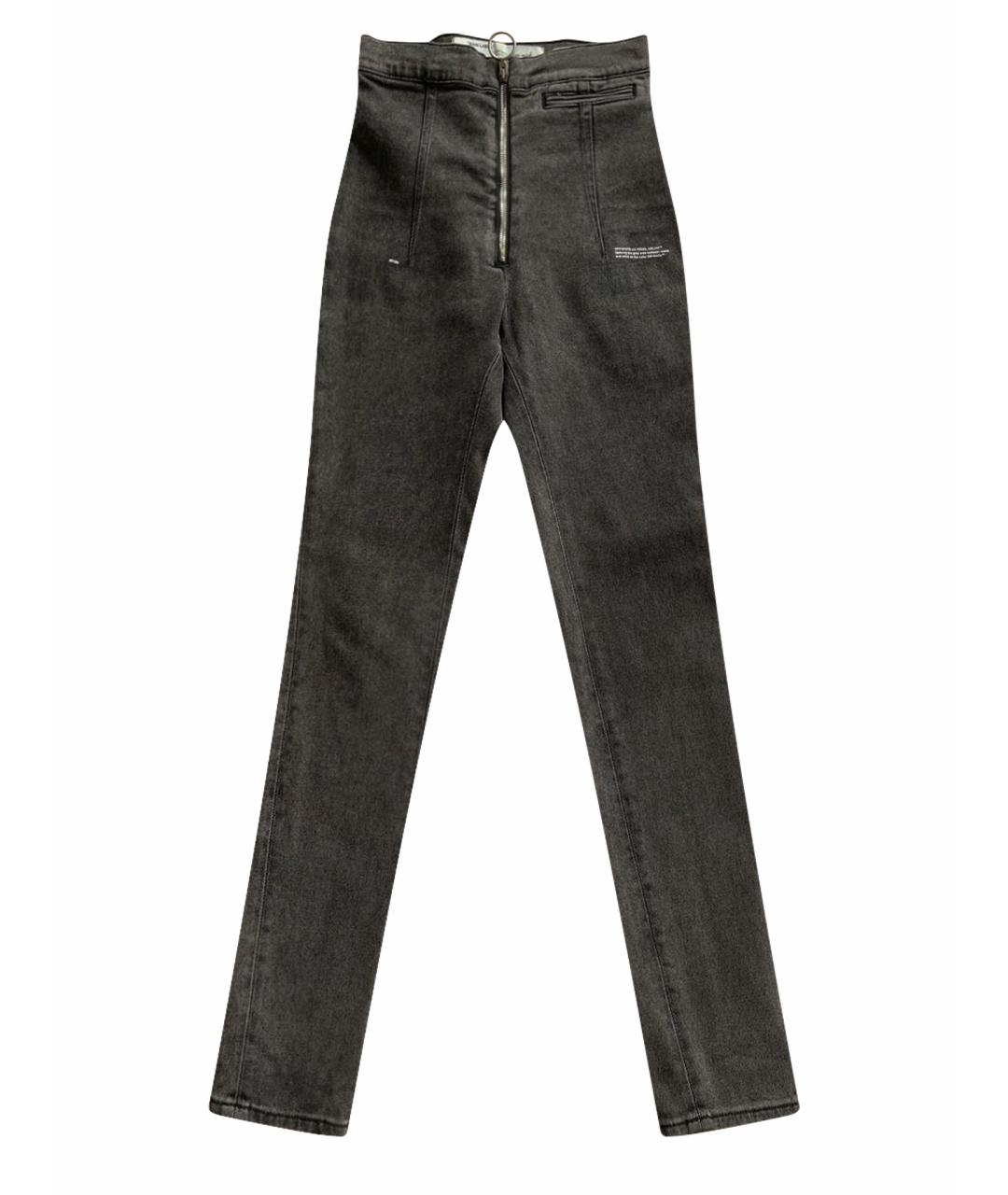 OFF-WHITE Серые хлопко-эластановые джинсы слим, фото 1