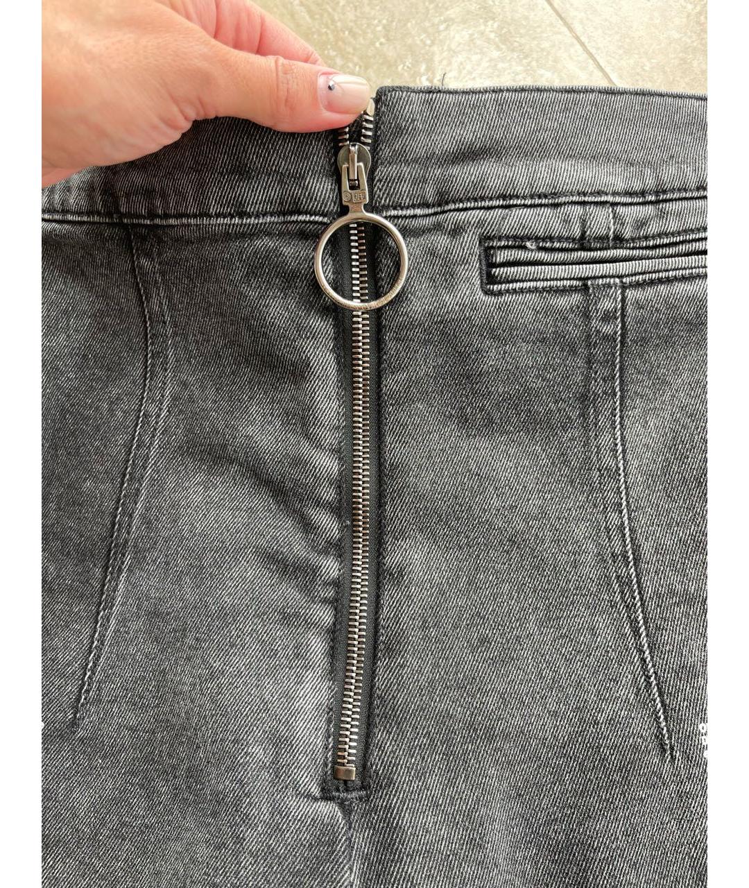 OFF-WHITE Серые хлопко-эластановые джинсы слим, фото 5