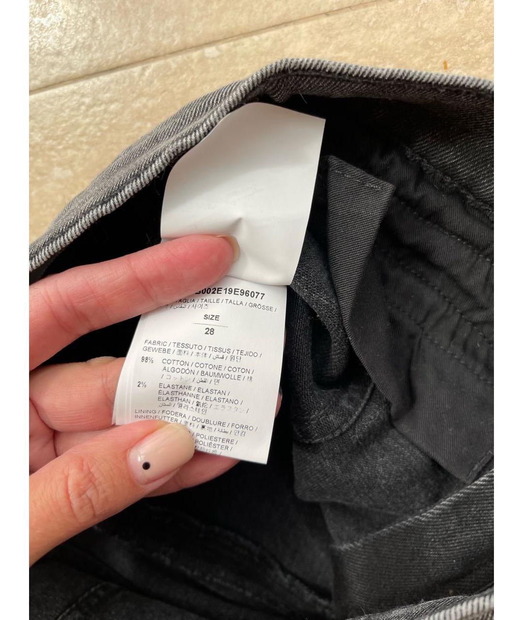 OFF-WHITE Серые хлопко-эластановые джинсы слим, фото 7