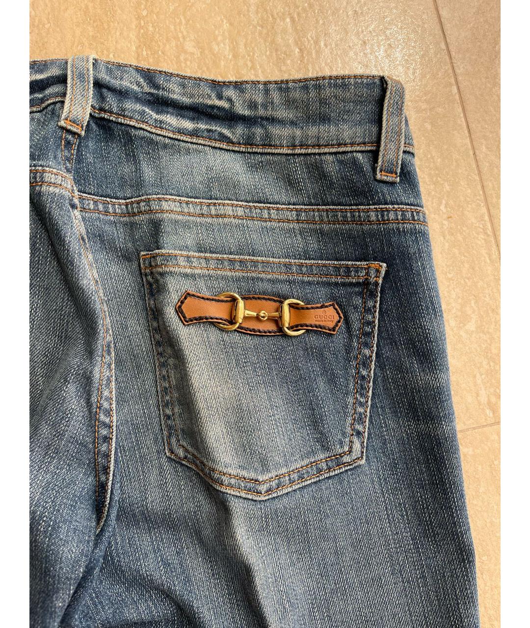 GUCCI Синие хлопко-эластановые джинсы клеш, фото 4