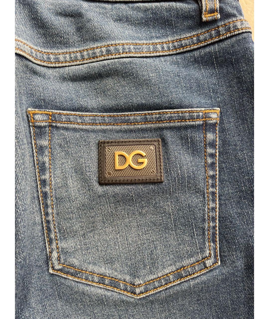 DOLCE&GABBANA Синие хлопковые джинсы слим, фото 4