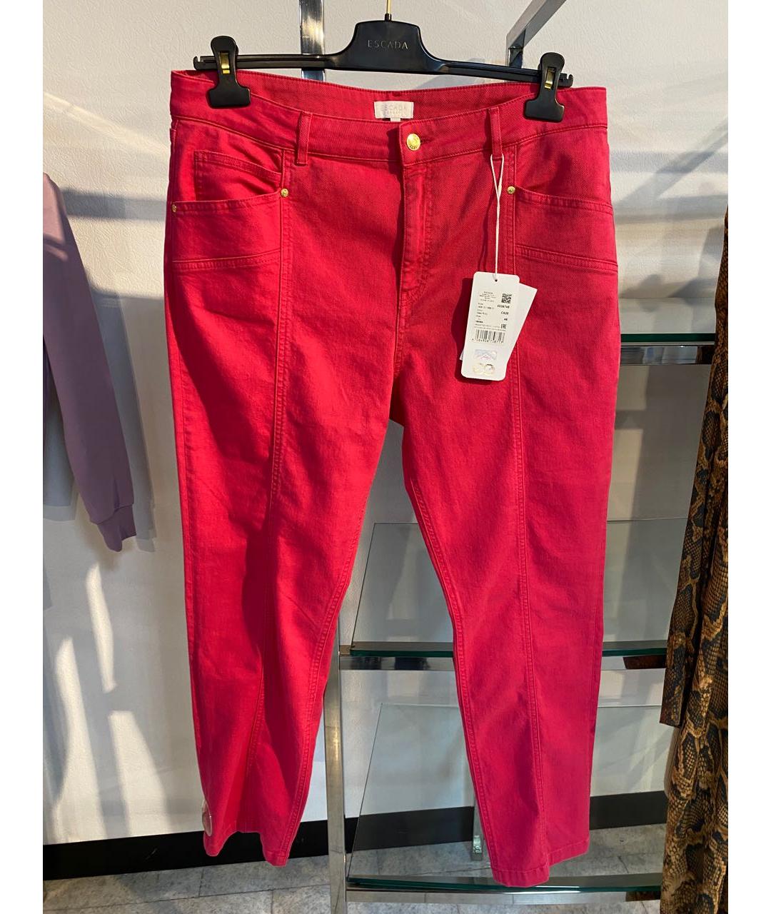 ESCADA Розовые хлопко-эластановые прямые джинсы, фото 2