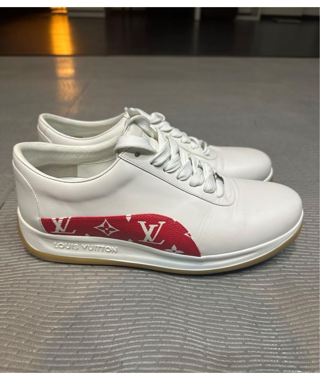 LOUIS VUITTON Белые кожаные низкие кроссовки / кеды, фото 9