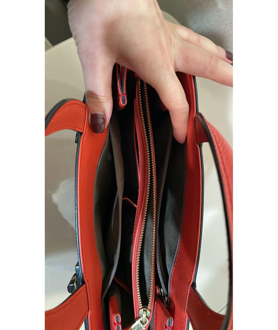 SERAPIAN Красная кожаная сумка с короткими ручками, фото 4