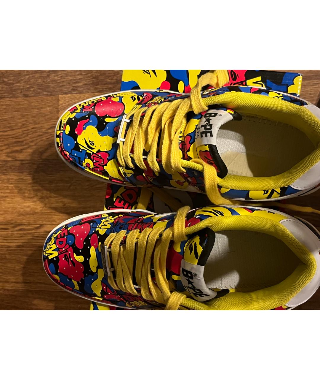 A BATHING APE Мульти кожаные низкие кроссовки / кеды, фото 3