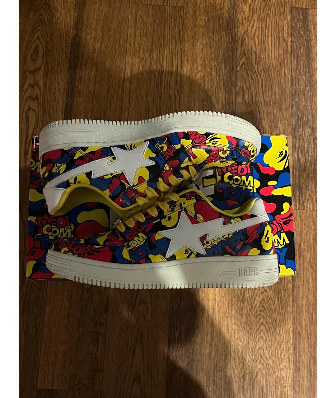 A BATHING APE Мульти кожаные низкие кроссовки / кеды, фото 6