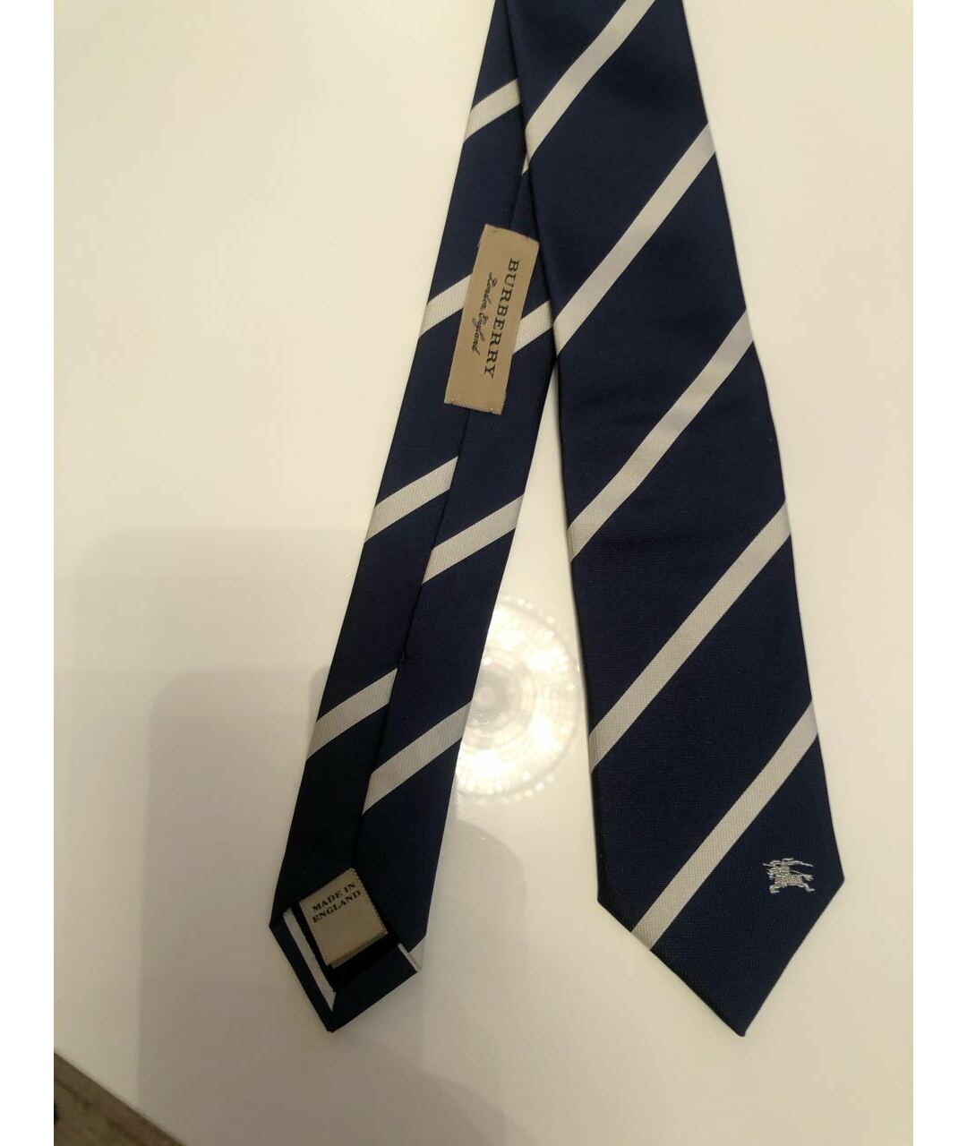 BURBERRY Темно-синий шелковый галстук, фото 5