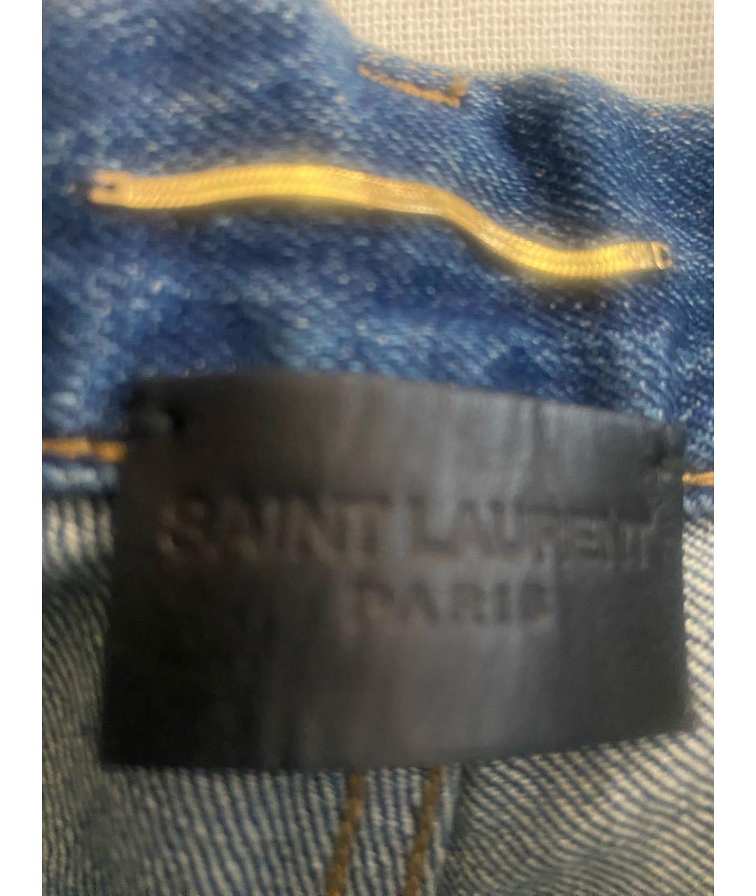 SAINT LAURENT Синие хлопковые прямые джинсы, фото 7