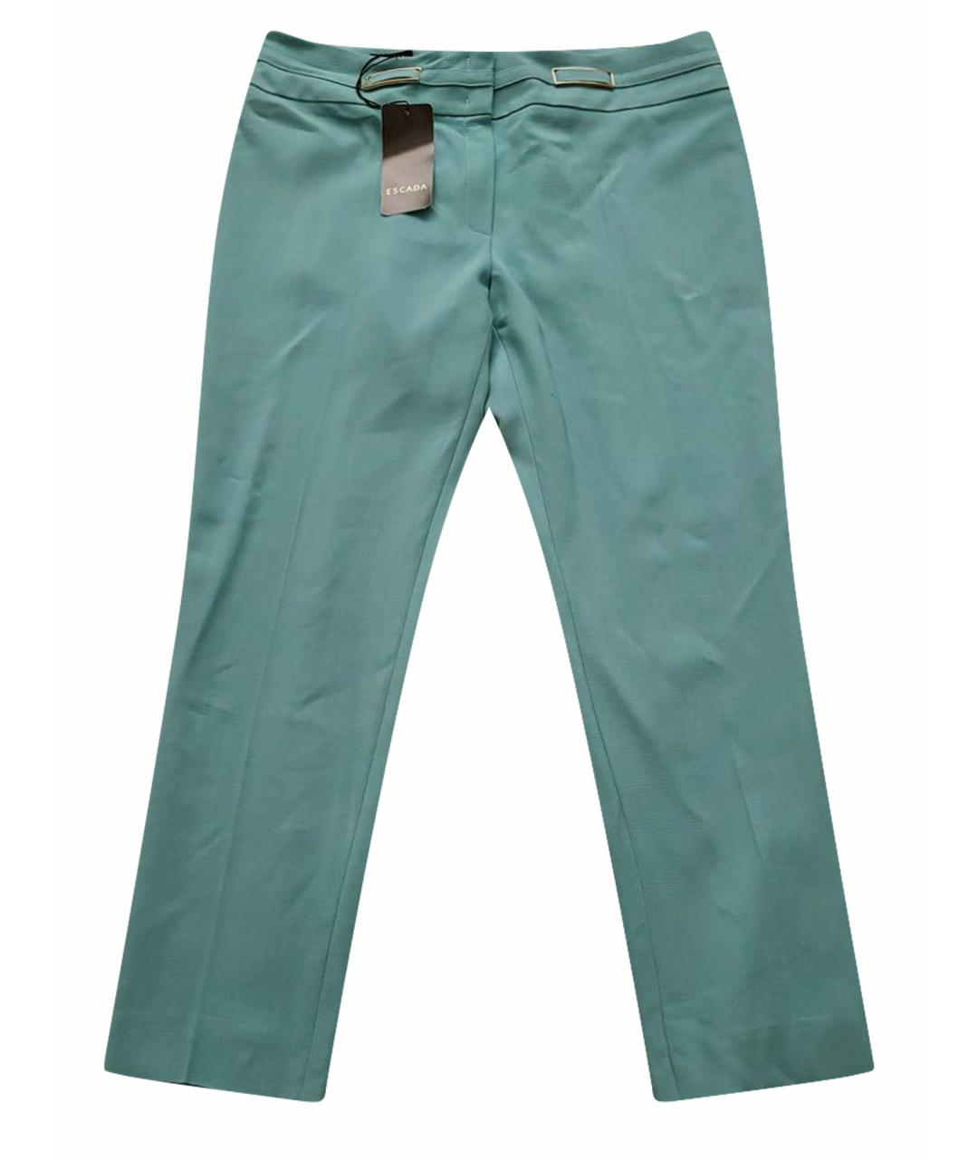 ESCADA Бирюзовые шерстяные брюки узкие, фото 1