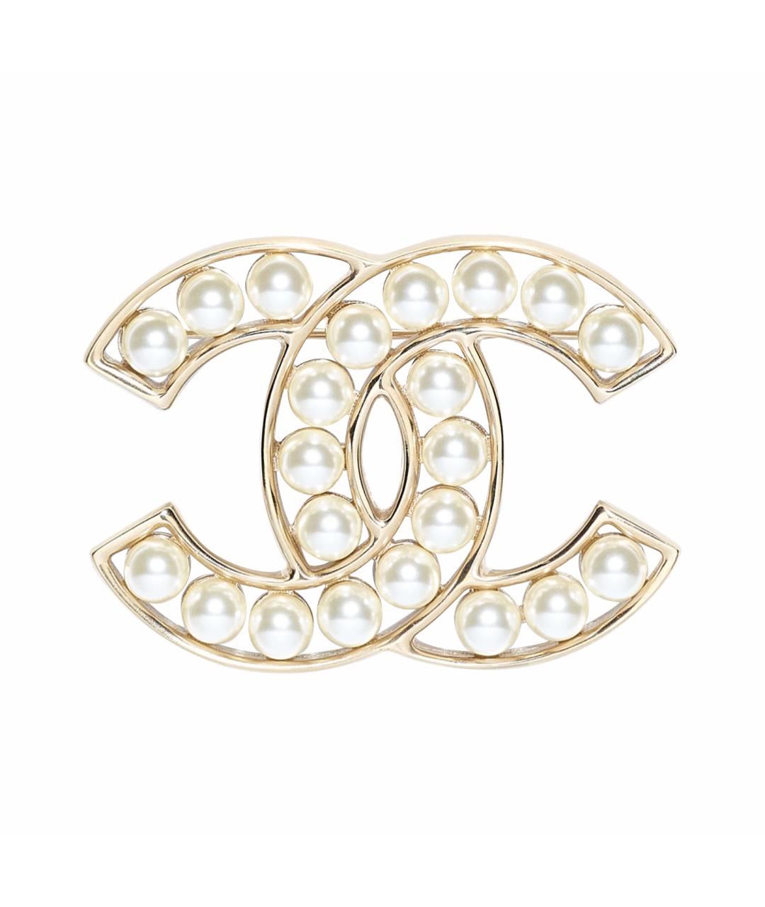 CHANEL Белая позолоченная булавка / брошь, фото 1