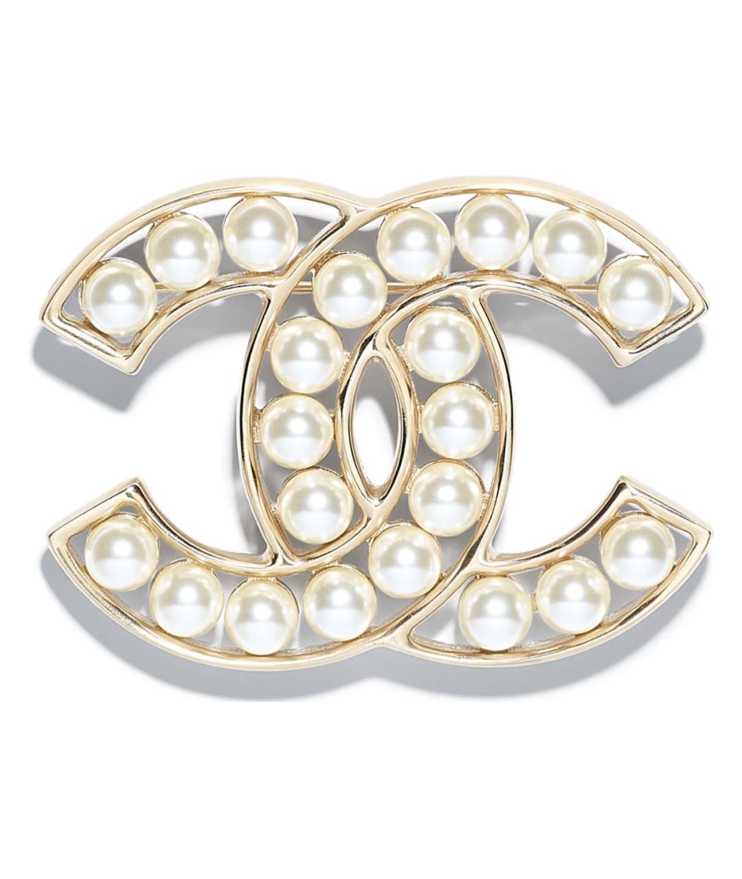 CHANEL Белая позолоченная булавка / брошь, фото 5