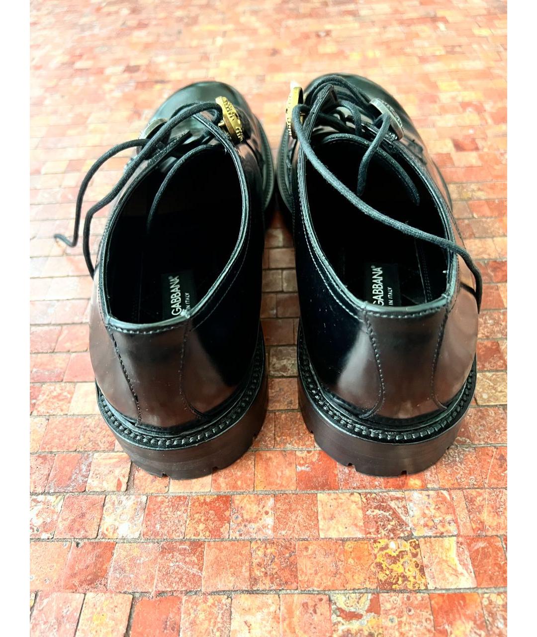 DOLCE&GABBANA Черные кожаные низкие ботинки, фото 4