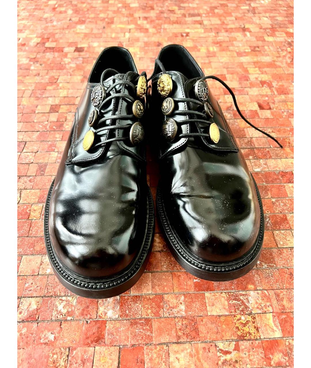 DOLCE&GABBANA Черные кожаные низкие ботинки, фото 2