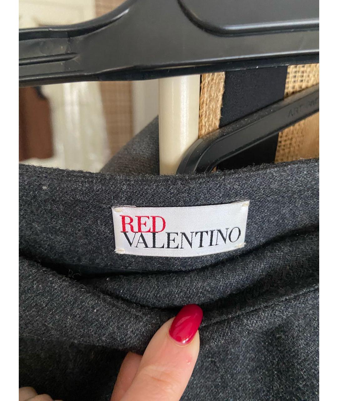 RED VALENTINO Антрацитовая шерстяная юбка мини, фото 3