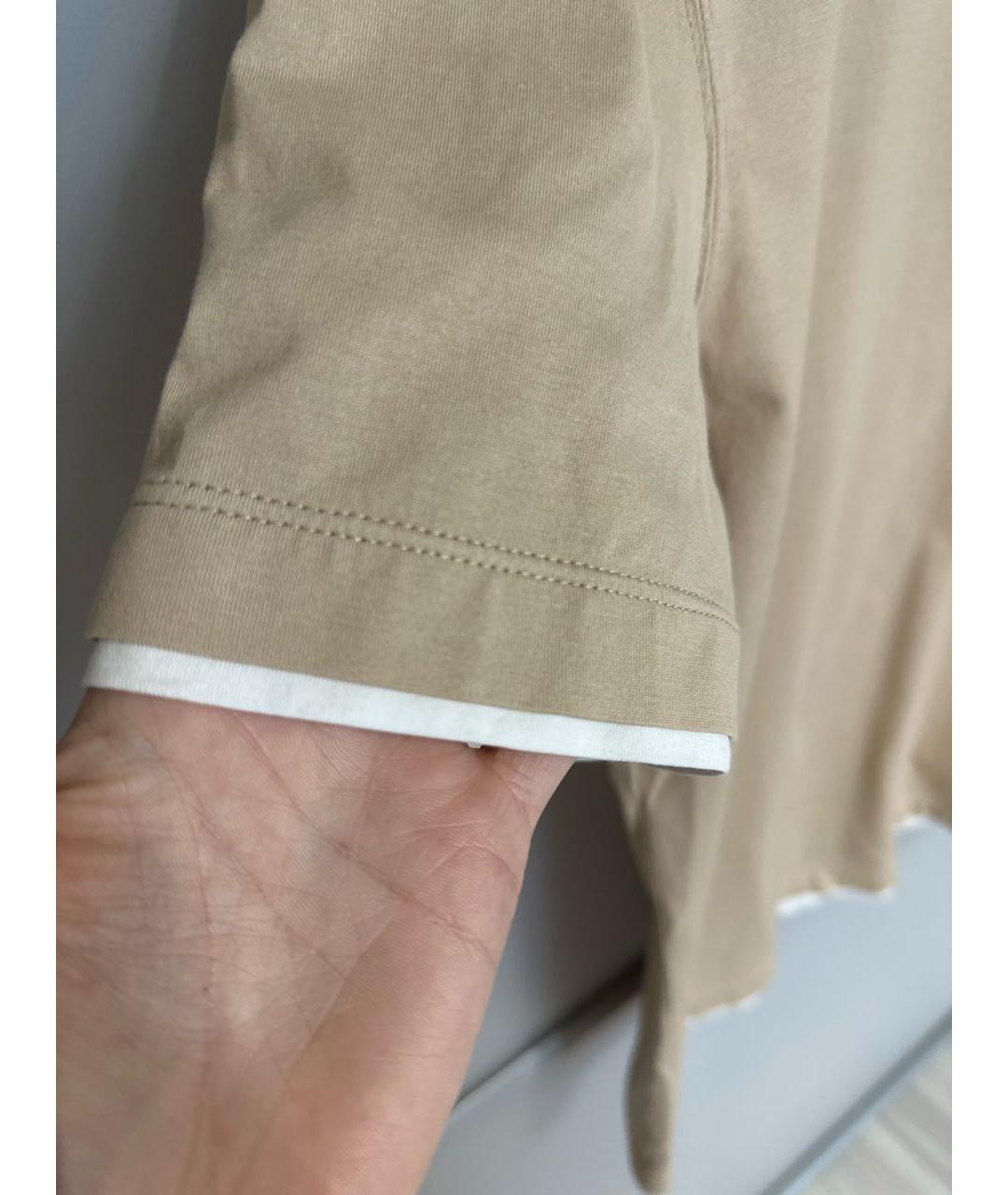 BRUNELLO CUCINELLI Бежевая хлопковая футболка, фото 5