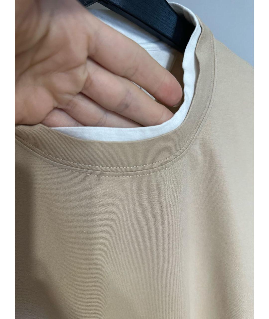 BRUNELLO CUCINELLI Бежевая хлопковая футболка, фото 6