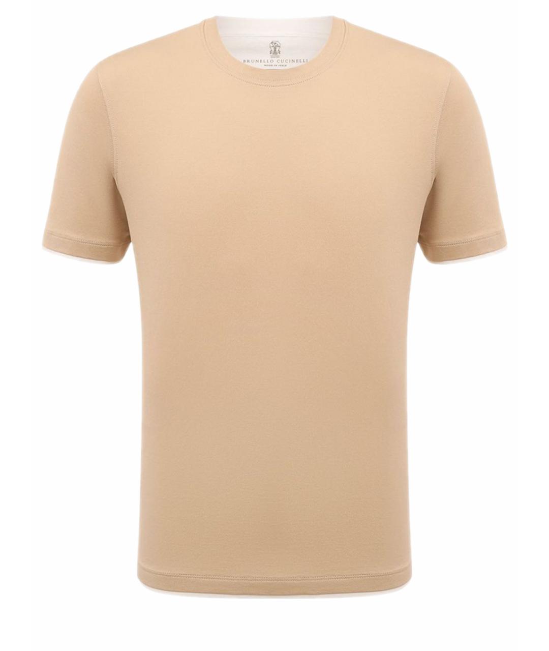 BRUNELLO CUCINELLI Бежевая хлопковая футболка, фото 1