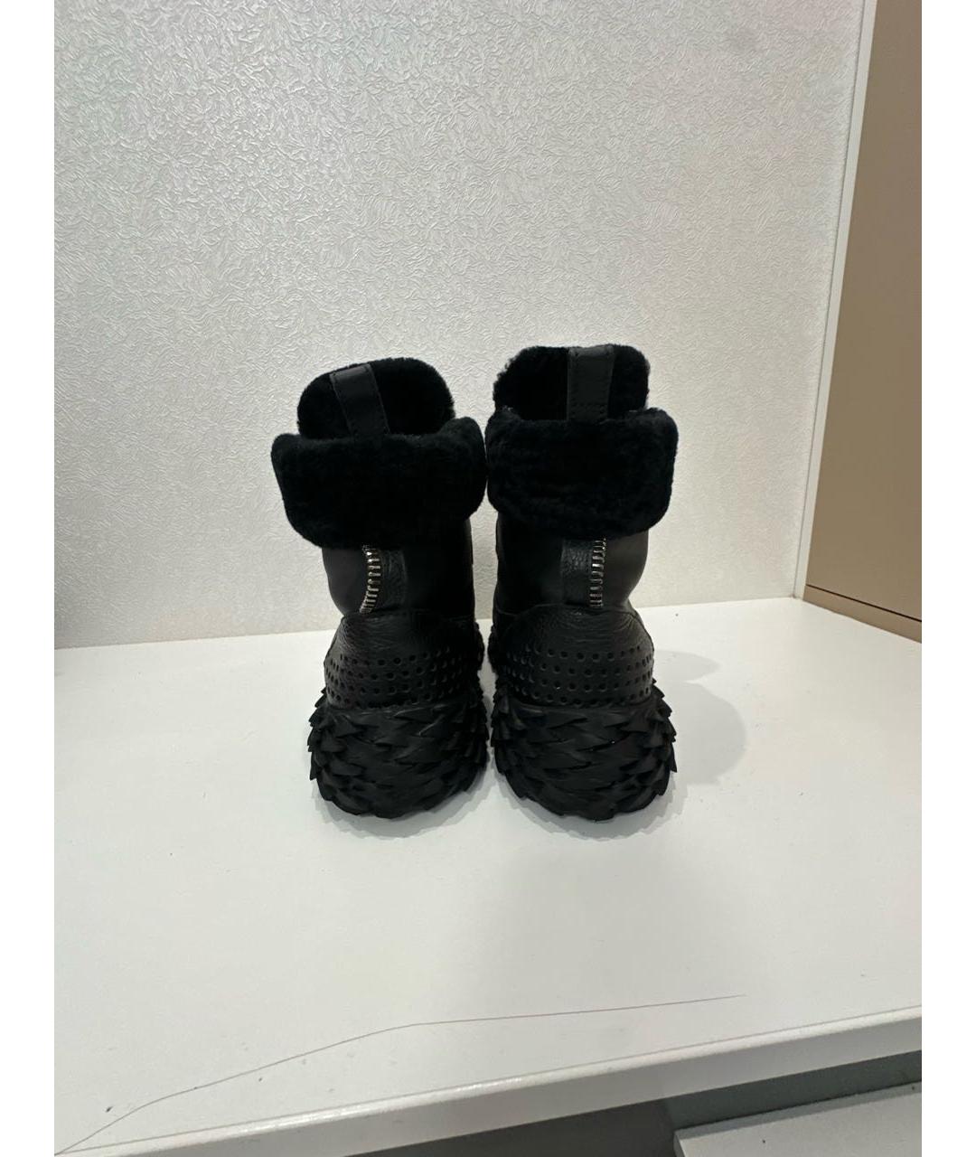 GIUSEPPE ZANOTTI DESIGN Черные кожаные высокие кроссовки / кеды, фото 4