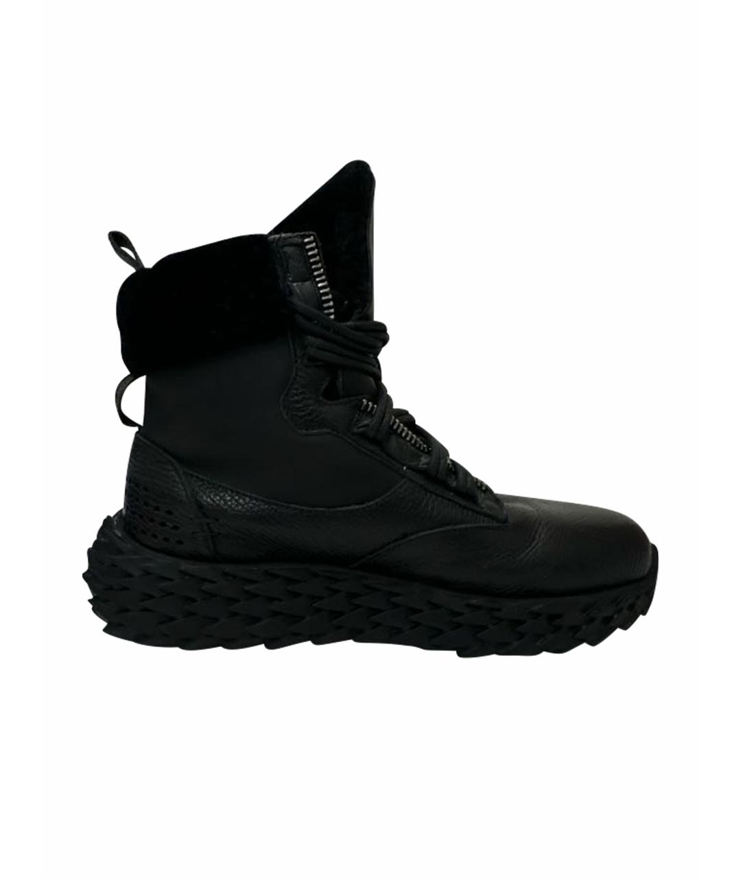 GIUSEPPE ZANOTTI DESIGN Черные кожаные высокие кроссовки / кеды, фото 1