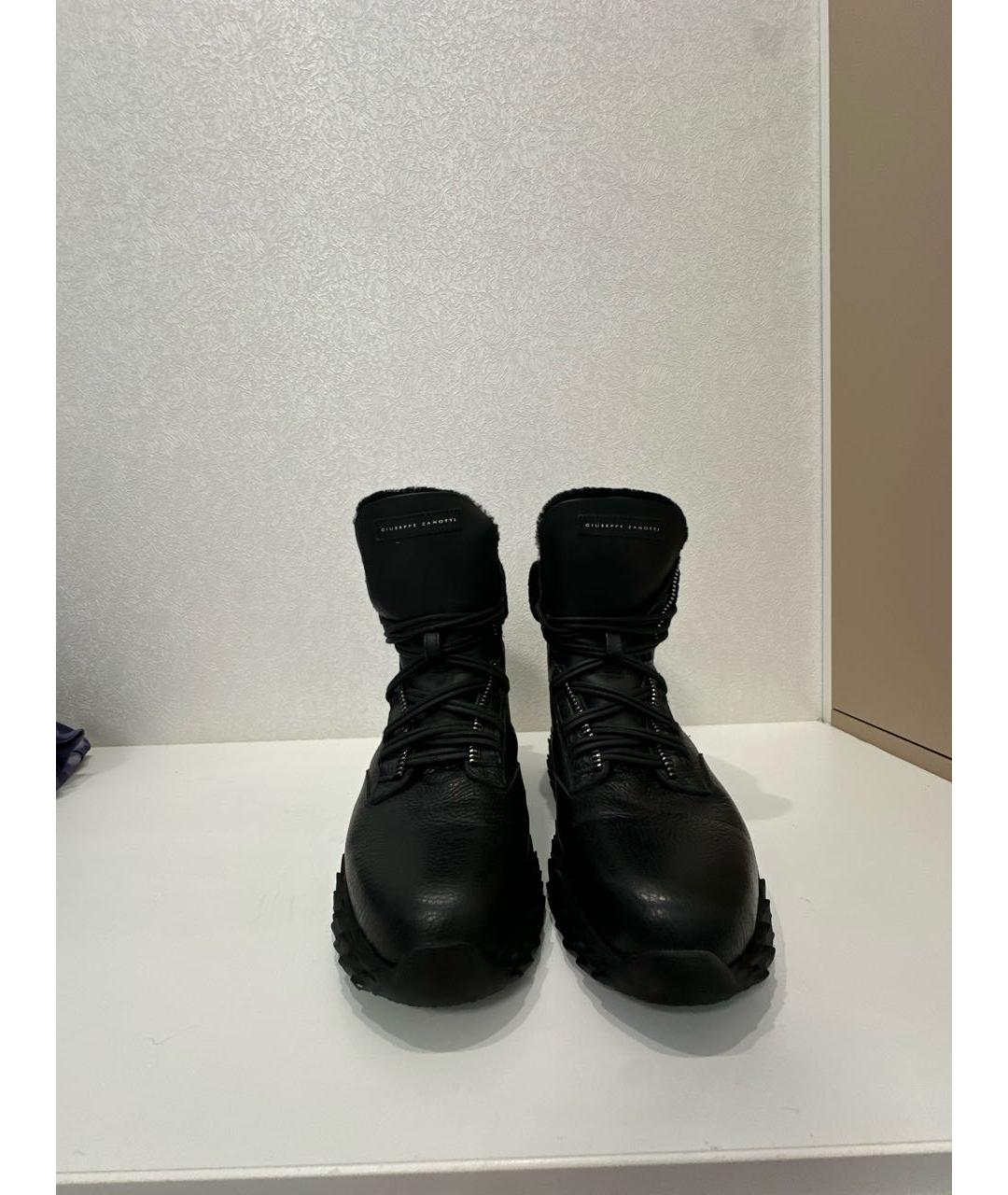 GIUSEPPE ZANOTTI DESIGN Черные кожаные высокие кроссовки / кеды, фото 2