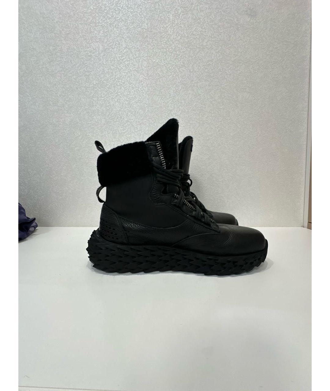 GIUSEPPE ZANOTTI DESIGN Черные кожаные высокие кроссовки / кеды, фото 6