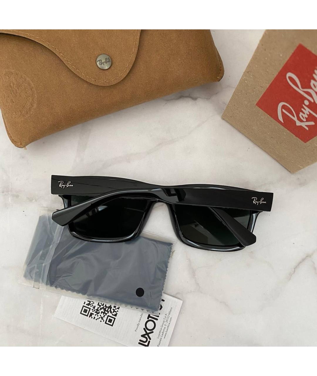 RAY BAN Черные пластиковые солнцезащитные очки, фото 4