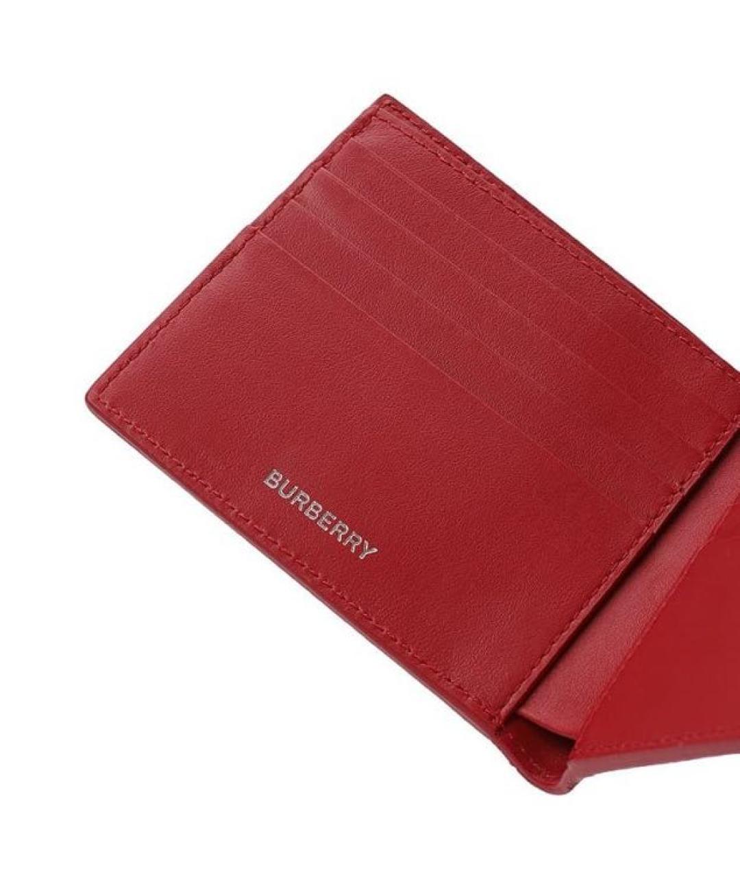 BURBERRY Красный кожаный кошелек, фото 3