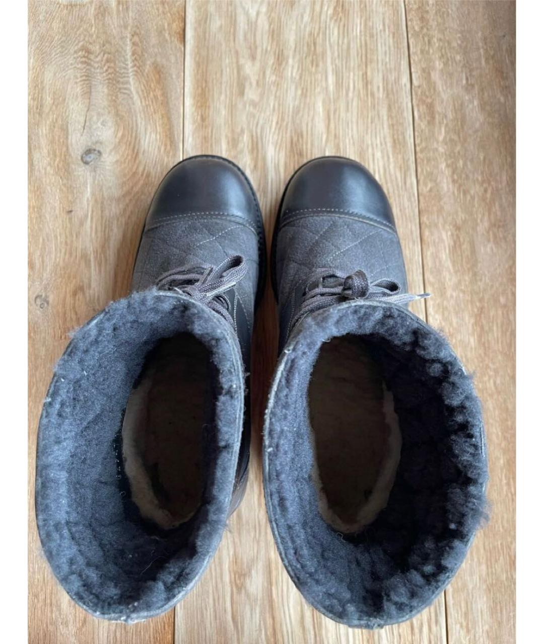 CHANEL PRE-OWNED Антрацитовые кожаные ботинки, фото 2