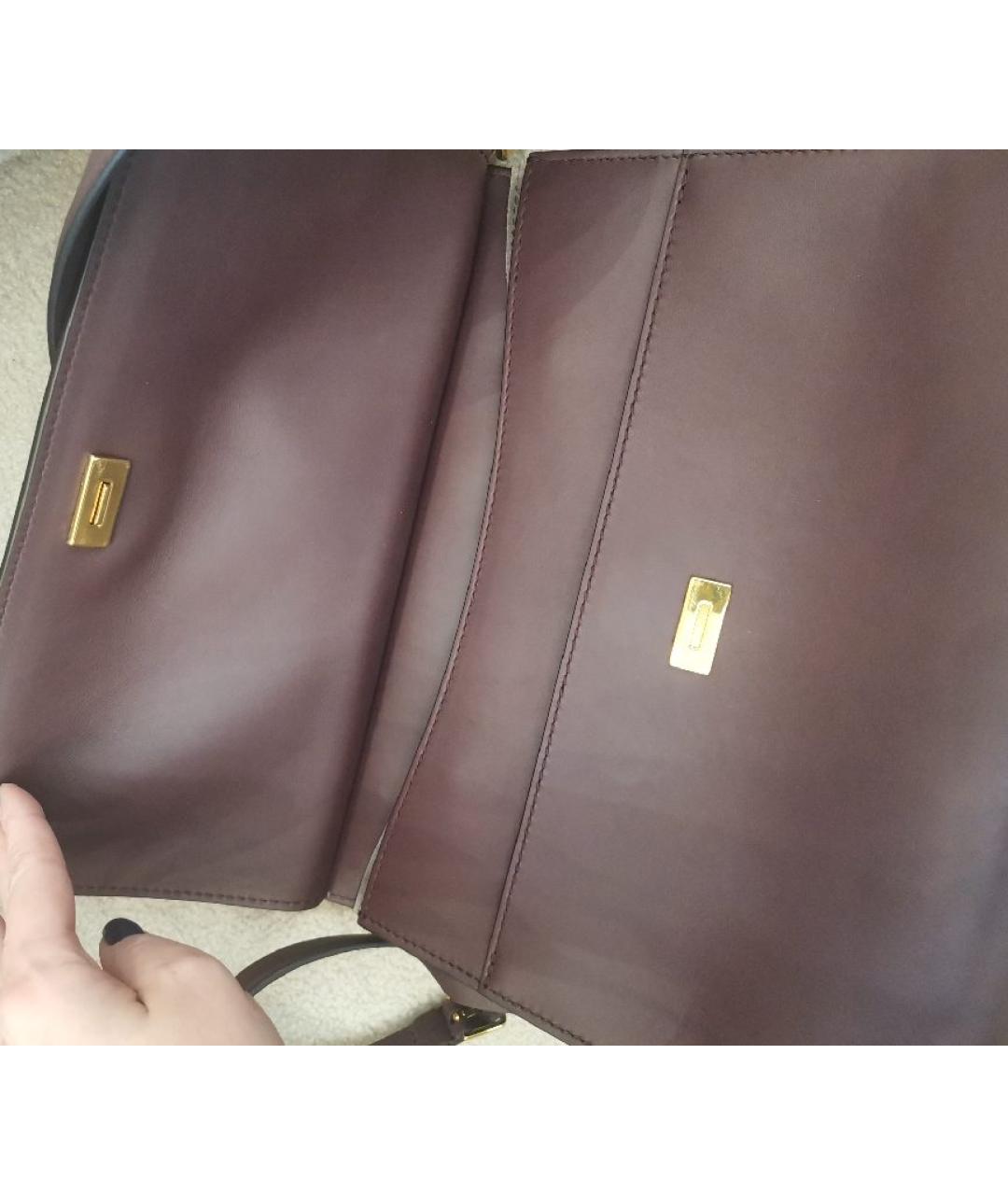 DOLCE&GABBANA Бордовая кожаная сумка с короткими ручками, фото 9