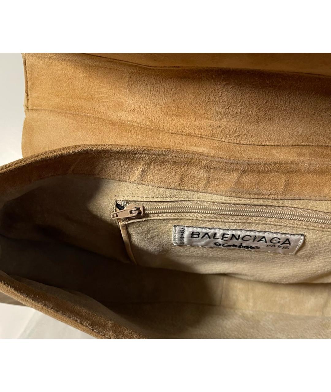 BALENCIAGA Бежевая замшевая сумка с короткими ручками, фото 6