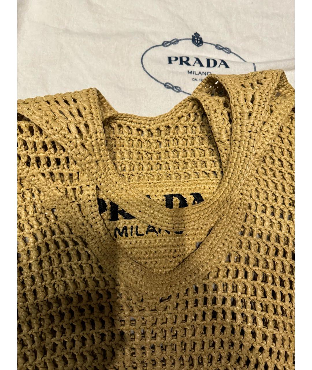 PRADA Бежевая плетеная пляжная сумка, фото 6