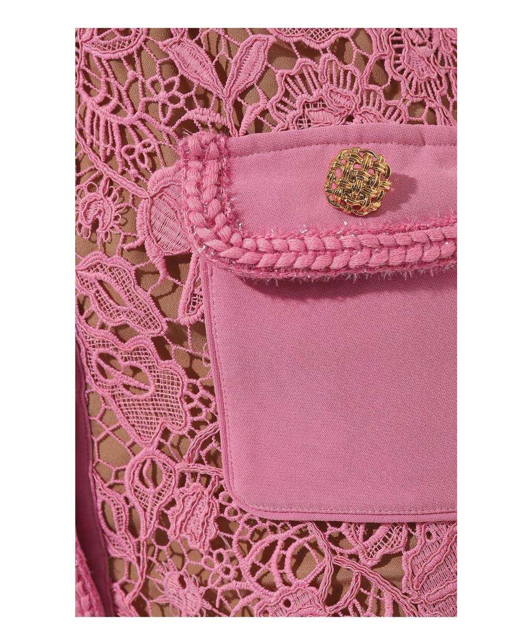 SELF-PORTRAIT Розовое кружевное вечернее платье, фото 4