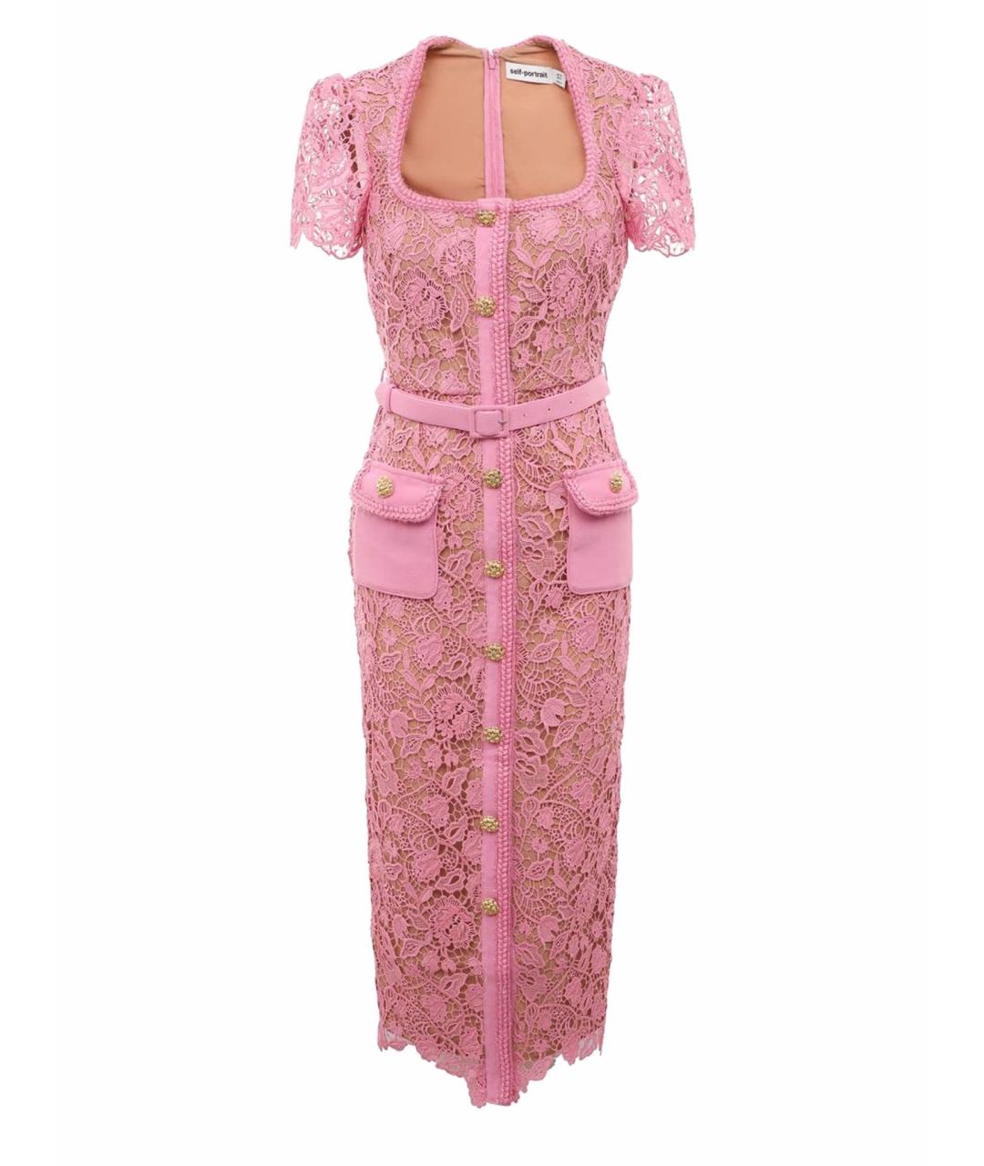 SELF-PORTRAIT Розовое кружевное вечернее платье, фото 1