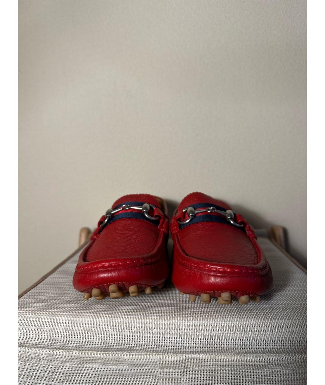 GUCCI Красные кожаные мокасины, фото 2