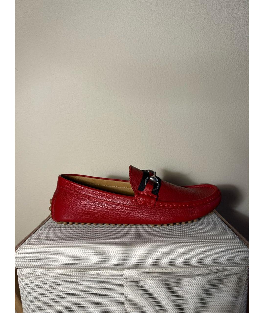 GUCCI Красные кожаные мокасины, фото 7