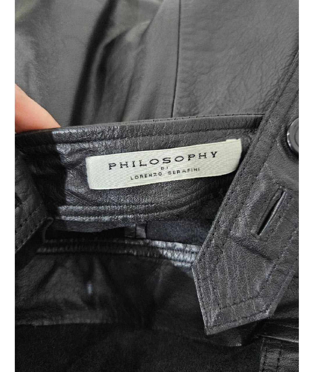 PHILOSOPHY DI LORENZO SERAFINI Черный кожаный комбинезон, фото 8